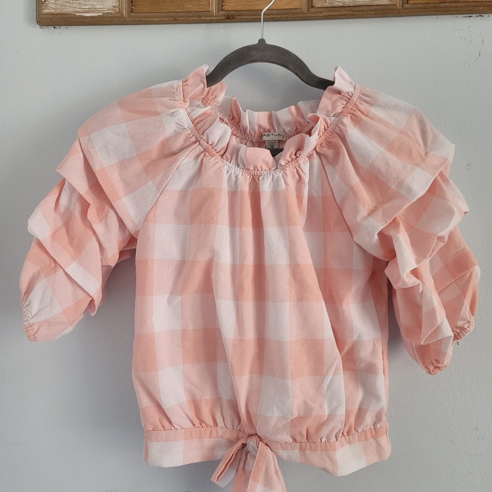 Habitual Pink and White Gingham Kids Blouse